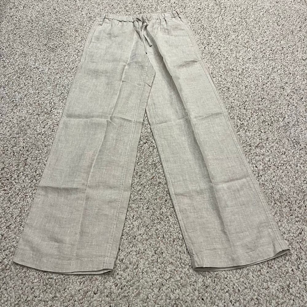 NEW Madewell Pull On Pants XS 100% Linen Beige Preppy Coastal Beach Vacation
